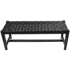 Banc en cuir tressé noir – 2 places