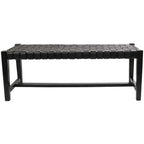 Banc en cuir tressé noir – 2 places