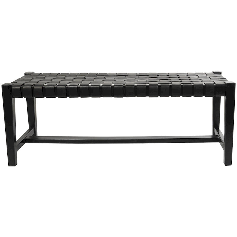 Banc en cuir tressé noir – 2 places