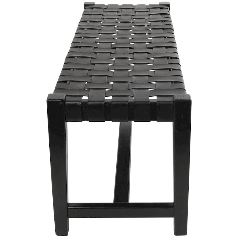 Banc en cuir tressé noir – 2 places