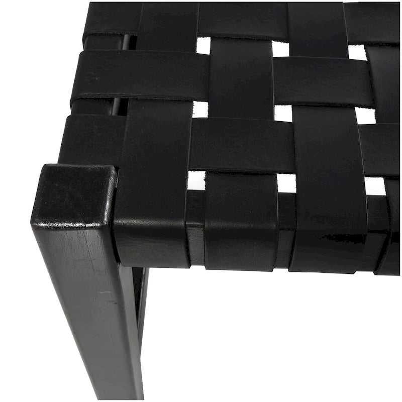 Banc en cuir tressé noir – 2 places