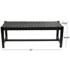 Banc en cuir tressé noir – 2 places