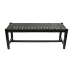 Banc en cuir tressé noir – 2 places