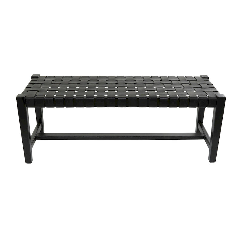 Banc en cuir tressé noir – 2 places