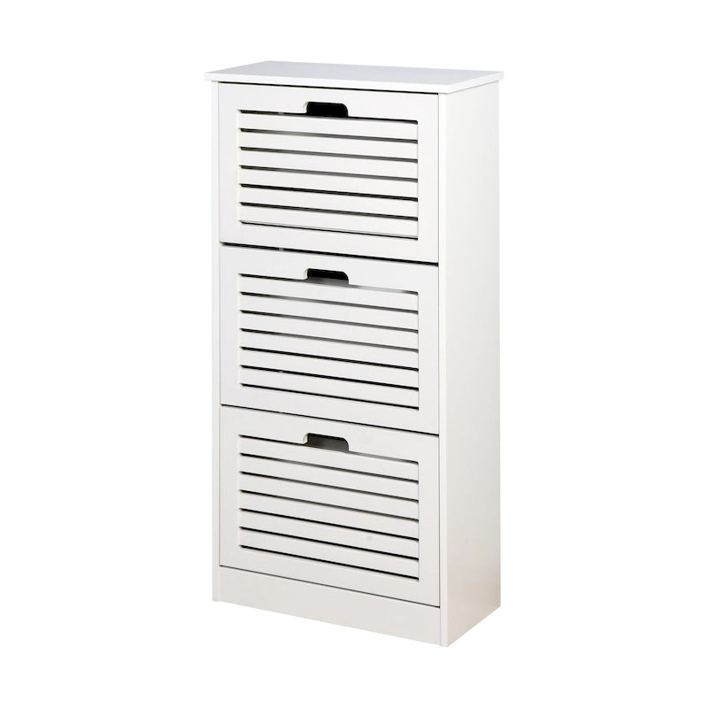 Meuble à chaussures blanc à porte basculante, 3 niveaux, 1 personne