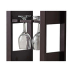 Porte-bouteilles à vin en bois de cerisier marron, en forme de bouteille, 12 bouteilles + 4 porte-verres