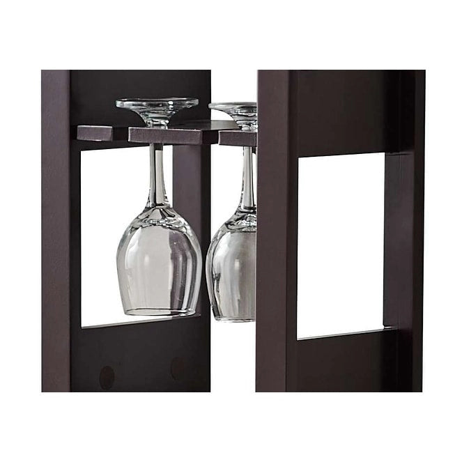 Porte-bouteilles à vin en bois de cerisier marron, en forme de bouteille, 12 bouteilles + 4 porte-verres