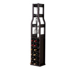 Porte-bouteilles à vin en bois de cerisier marron, en forme de bouteille, 12 bouteilles + 4 porte-verres