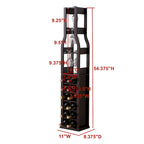 Porte-bouteilles à vin en bois de cerisier marron, en forme de bouteille, 12 bouteilles + 4 porte-verres