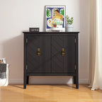 Bahut 2 portes en bois noir/blanc cassé, 1 pièce