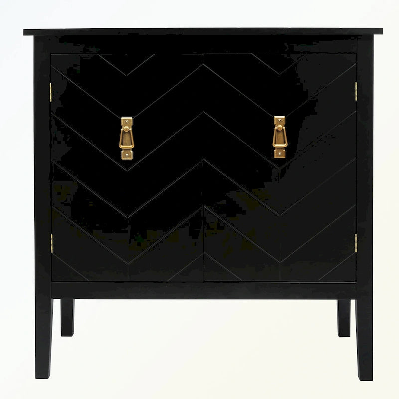 Bahut 2 portes en bois noir/blanc cassé, 1 pièce