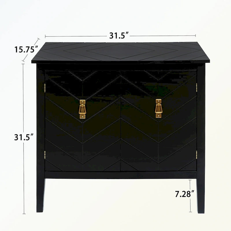 Bahut 2 portes en bois noir/blanc cassé, 1 pièce