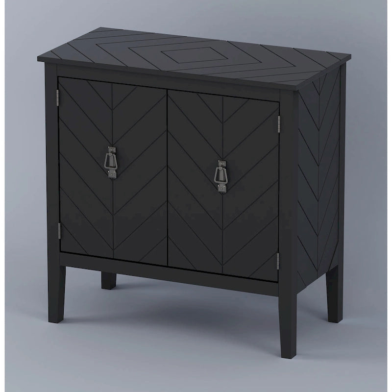 Bahut 2 portes en bois noir/blanc cassé, 1 pièce
