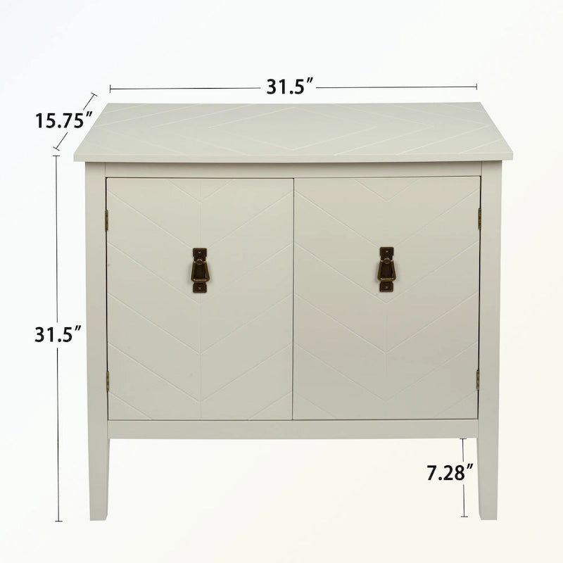 Bahut 2 portes en bois noir/blanc cassé, 1 pièce