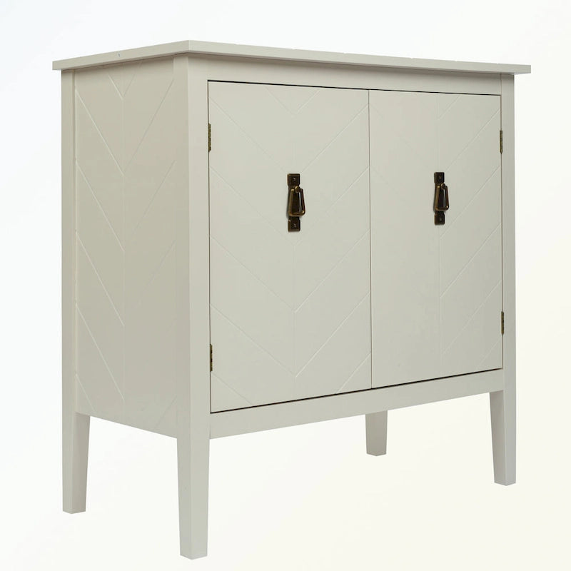 Bahut 2 portes en bois noir/blanc cassé, 1 pièce