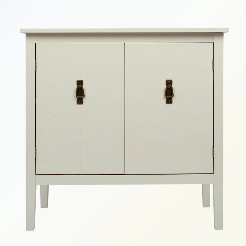 Bahut 2 portes en bois noir/blanc cassé, 1 pièce