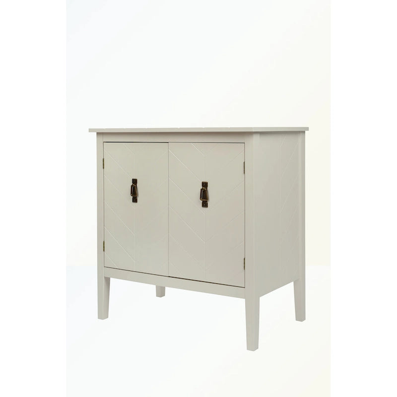 Bahut 2 portes en bois noir/blanc cassé, 1 pièce