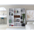 Ensemble de 3 bibliothèques en bois stratifié blanc/multicolore/noir pour 1 à 2 utilisateurs