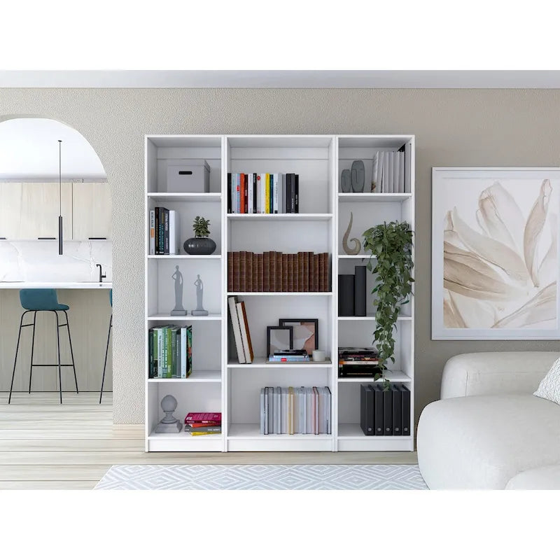 Ensemble de 3 bibliothèques en bois stratifié blanc/multicolore/noir pour 1 à 2 utilisateurs