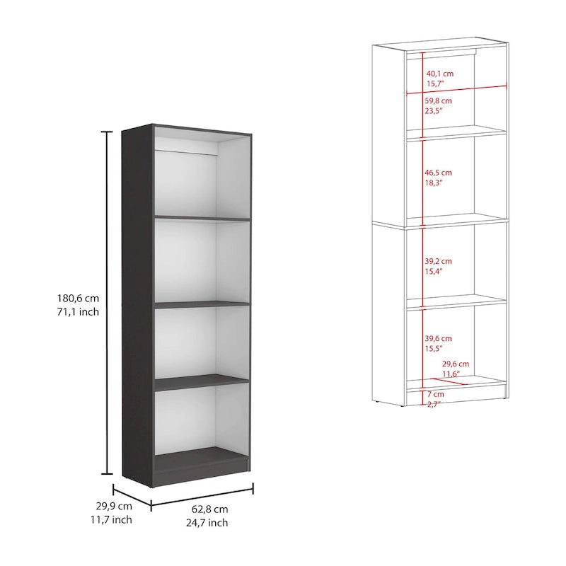 Ensemble de 3 bibliothèques en bois stratifié blanc/multicolore/noir pour 1 à 2 utilisateurs