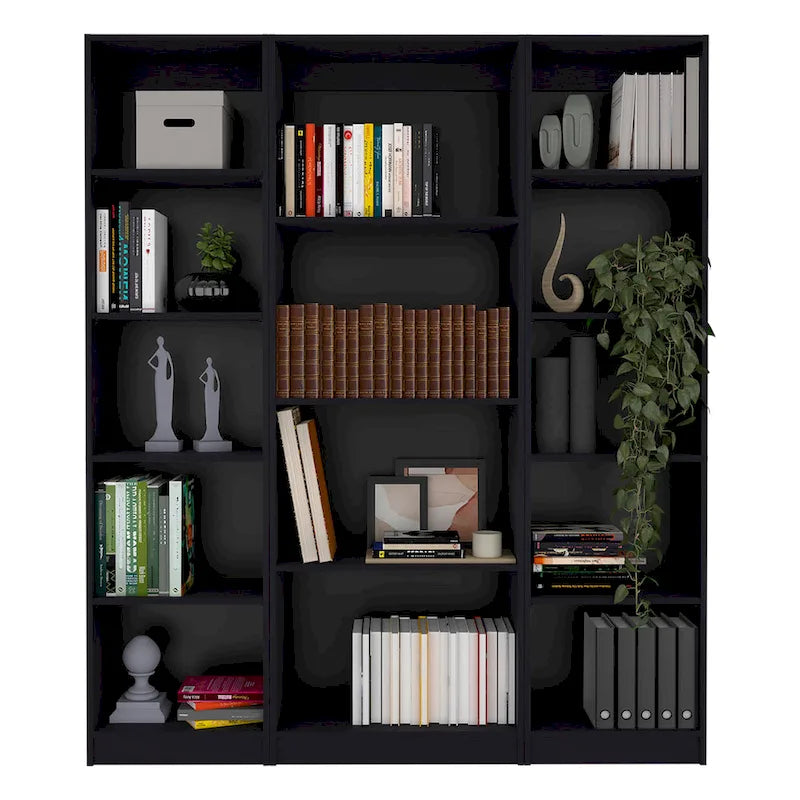 Ensemble de 3 bibliothèques en bois stratifié blanc/multicolore/noir pour 1 à 2 utilisateurs
