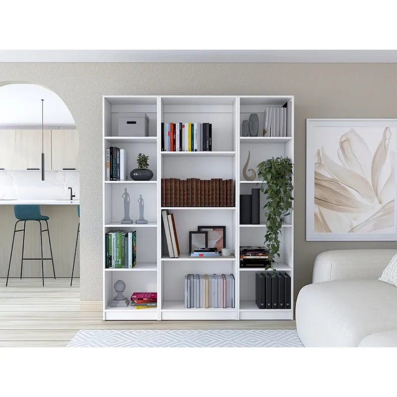 Ensemble de 3 bibliothèques en bois stratifié blanc/multicolore/noir pour 1 à 2 utilisateurs