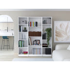Ensemble de 3 bibliothèques en bois stratifié blanc/multicolore/noir pour 1 à 2 utilisateurs