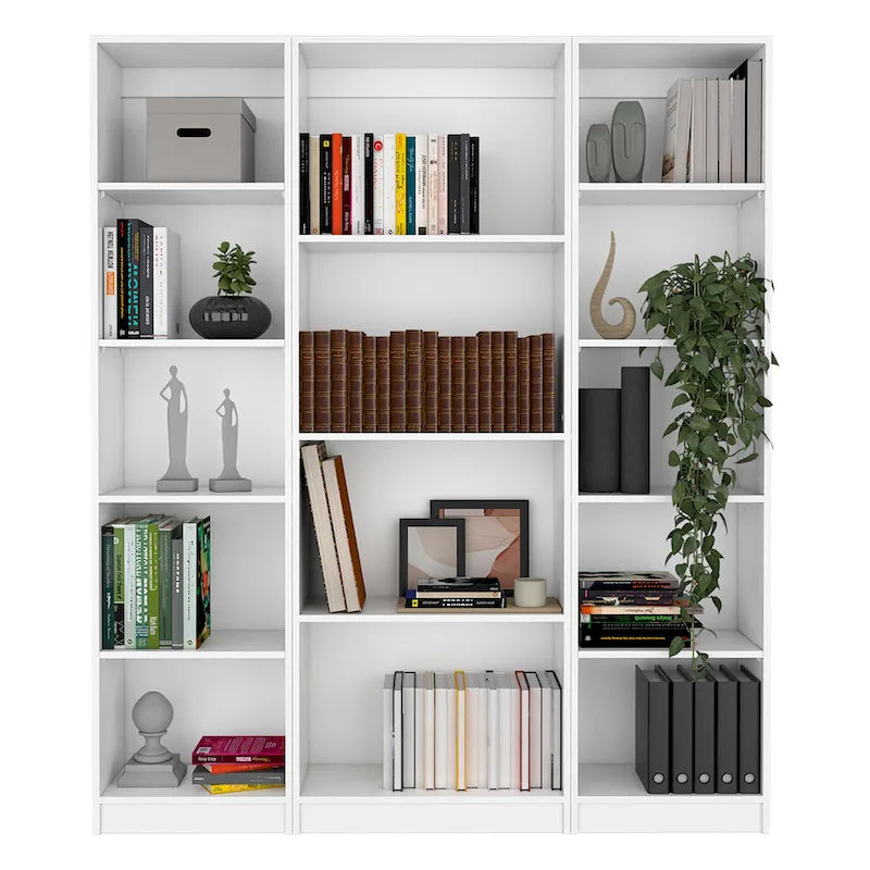Ensemble de 3 bibliothèques en bois stratifié blanc/multicolore/noir pour 1 à 2 utilisateurs