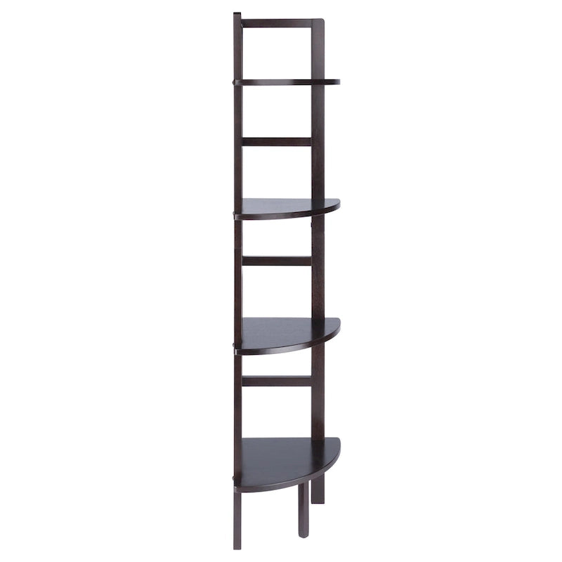 Étagère d'angle marron, 4 tablettes, 1 personne