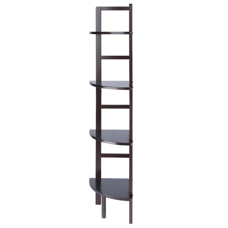 Étagère d'angle marron, 4 tablettes, 1 personne