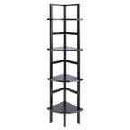 Étagère d'angle marron, 4 tablettes, 1 personne