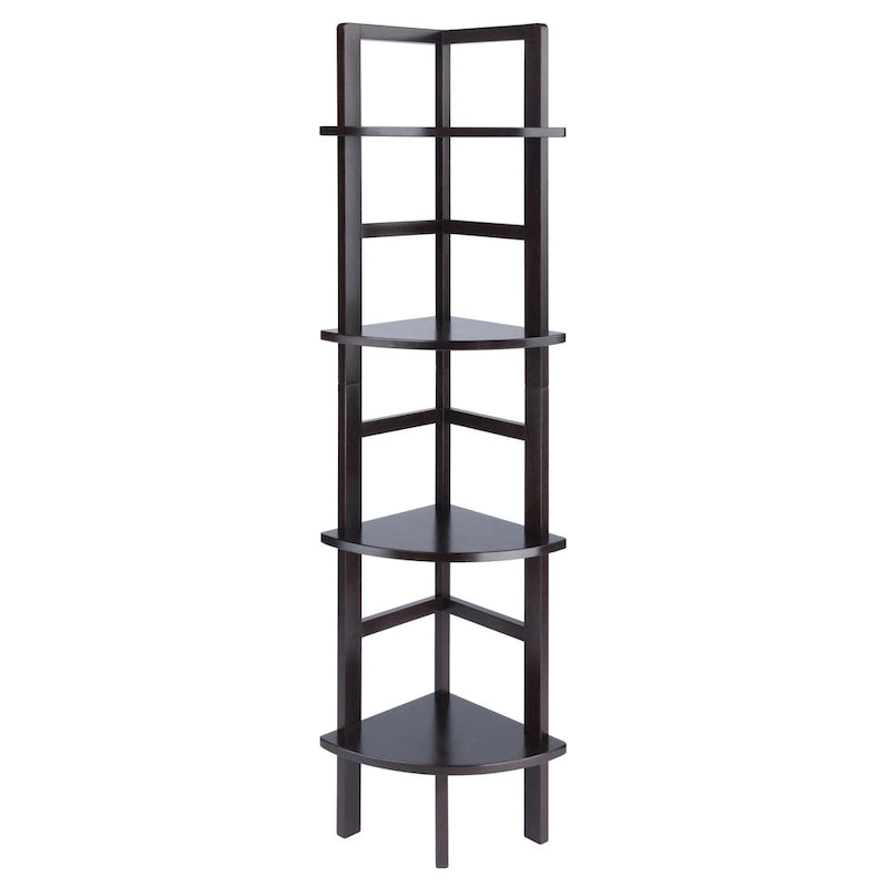Étagère d'angle marron, 4 tablettes, 1 personne