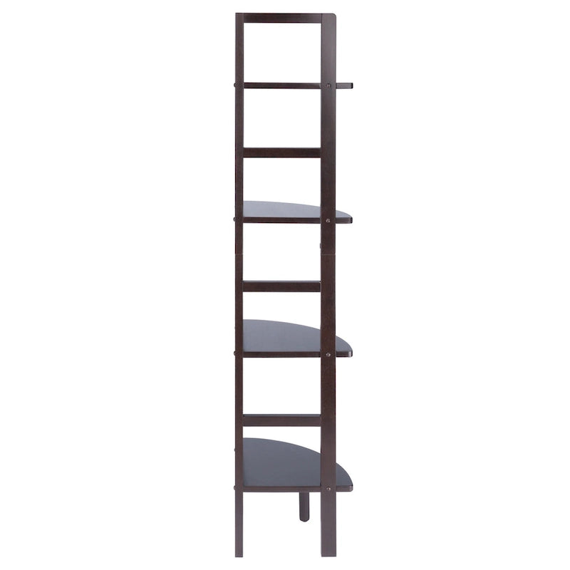 Étagère d'angle marron, 4 tablettes, 1 personne