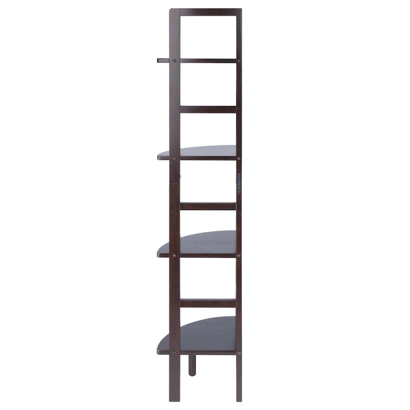 Étagère d'angle marron, 4 tablettes, 1 personne