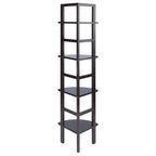 Étagère d'angle marron, 4 tablettes, 1 personne