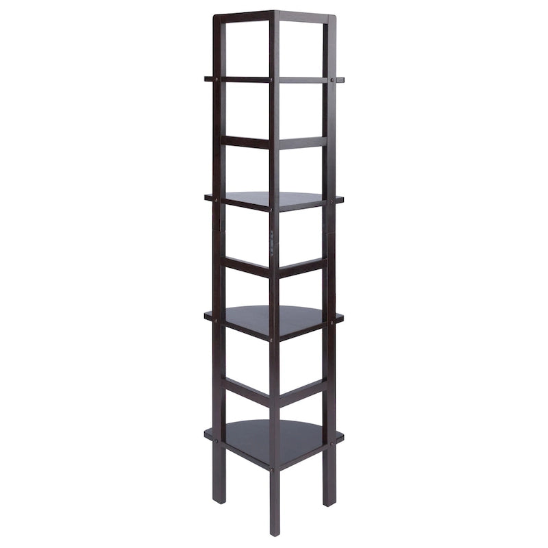 Étagère d'angle marron, 4 tablettes, 1 personne