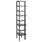 Étagère d'angle marron, 4 tablettes, 1 personne