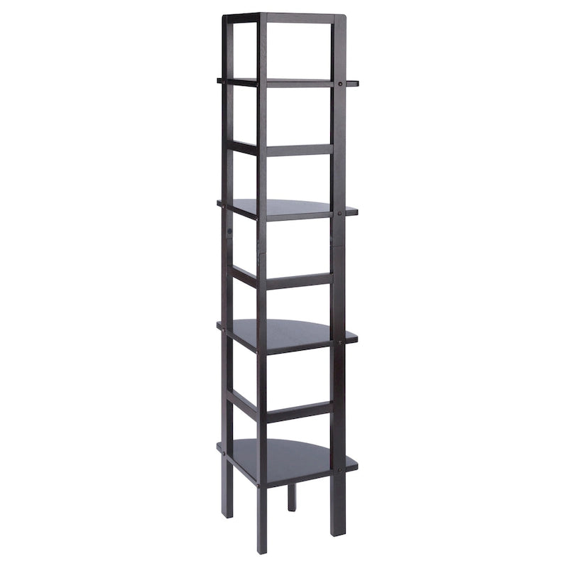 Étagère d'angle marron, 4 tablettes, 1 personne
