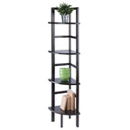 Étagère d'angle marron, 4 tablettes, 1 personne