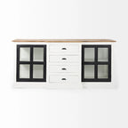 Bordure blanche et noire, buffet à 4 tiroirs en verre, bois massif, 1 pièce