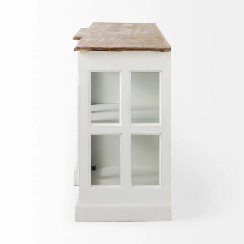 Bordure blanche et noire, buffet à 4 tiroirs en verre, bois massif, 1 pièce