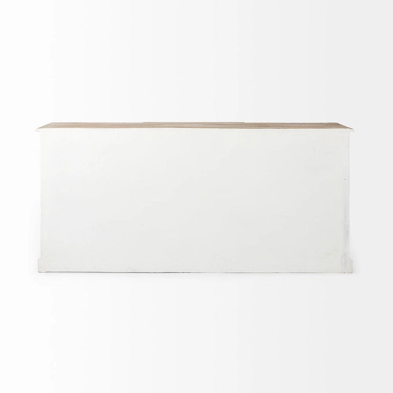 Bordure blanche et noire, buffet à 4 tiroirs en verre, bois massif, 1 pièce