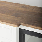 Bordure blanche et noire, buffet à 4 tiroirs en verre, bois massif, 1 pièce
