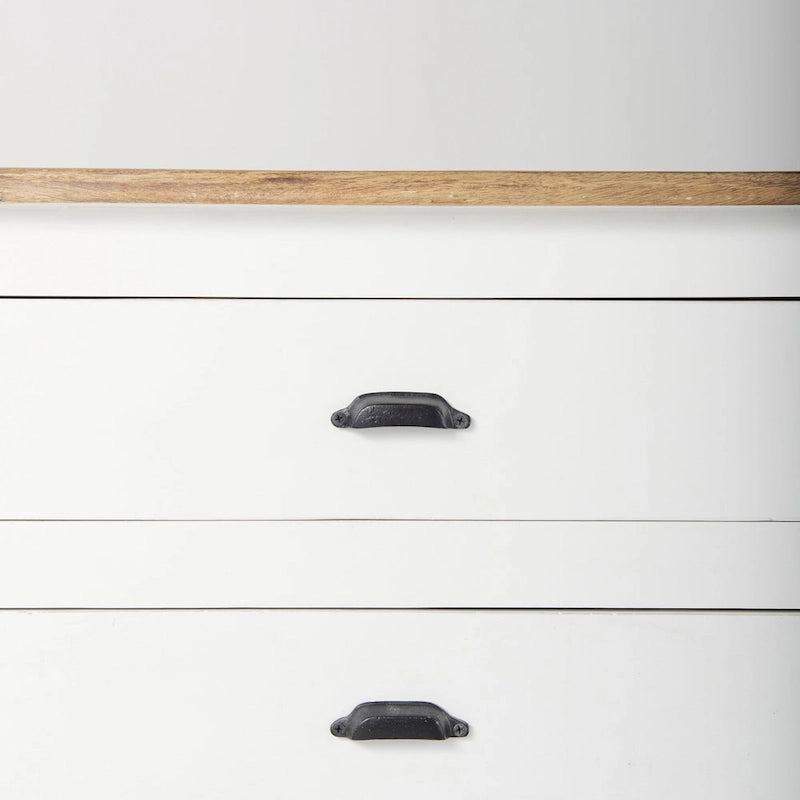 Bordure blanche et noire, buffet à 4 tiroirs en verre, bois massif, 1 pièce