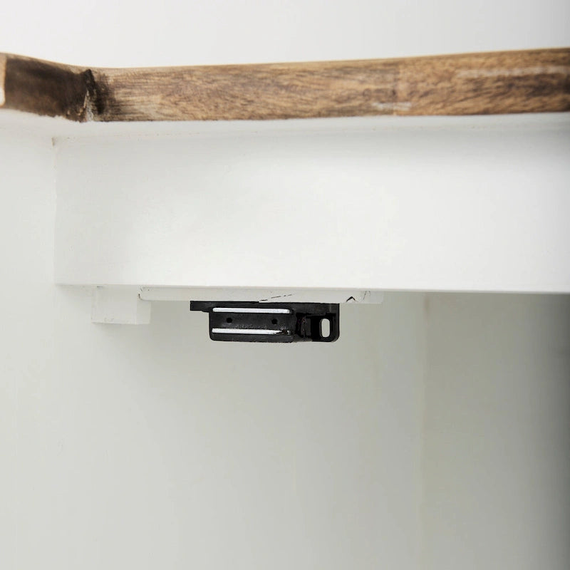 Bordure blanche et noire, buffet à 4 tiroirs en verre, bois massif, 1 pièce