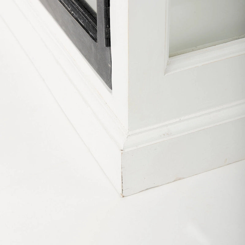 Bordure blanche et noire, buffet à 4 tiroirs en verre, bois massif, 1 pièce