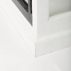 Bordure blanche et noire, buffet à 4 tiroirs en verre, bois massif, 1 pièce