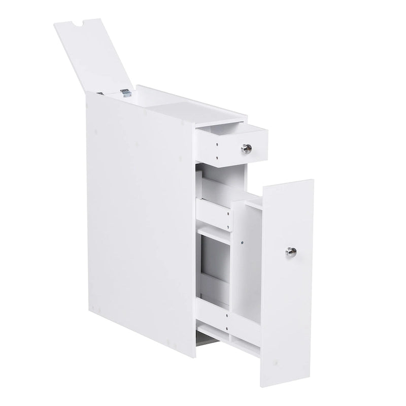 Meuble bas de salle de bain coulissant blanc avec tiroirs, pour 1 personne