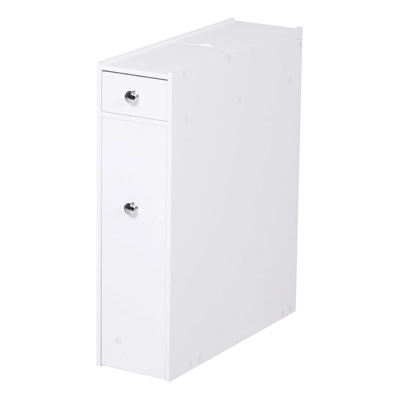 Meuble bas de salle de bain coulissant blanc avec tiroirs, pour 1 personne