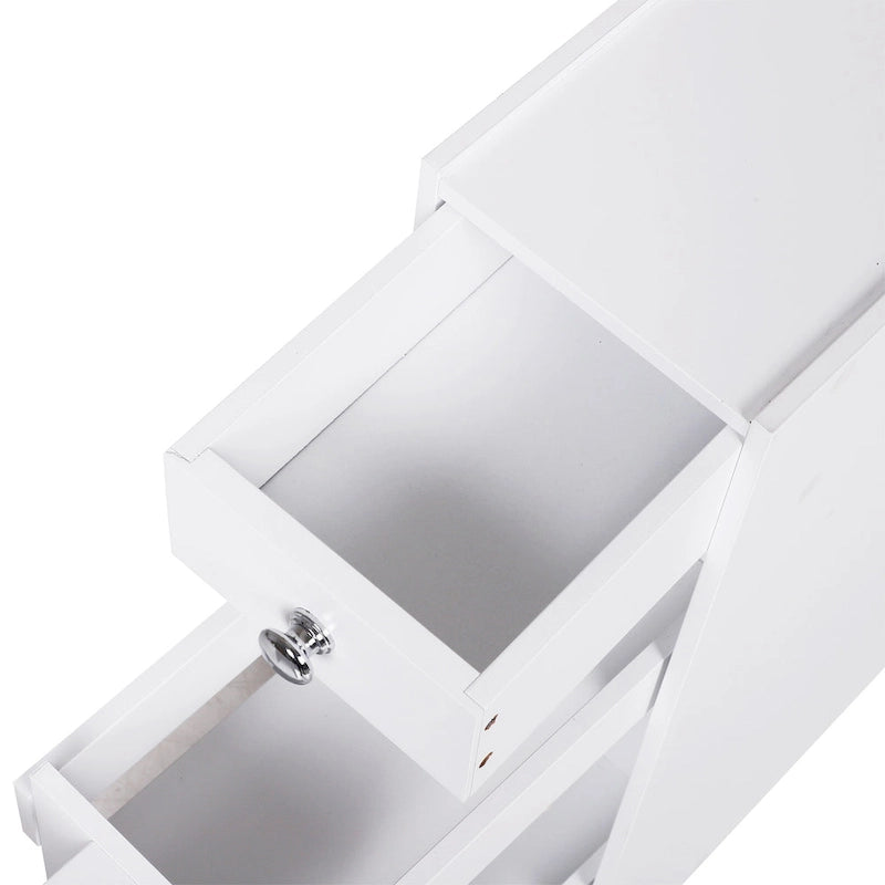Meuble bas de salle de bain coulissant blanc avec tiroirs, pour 1 personne